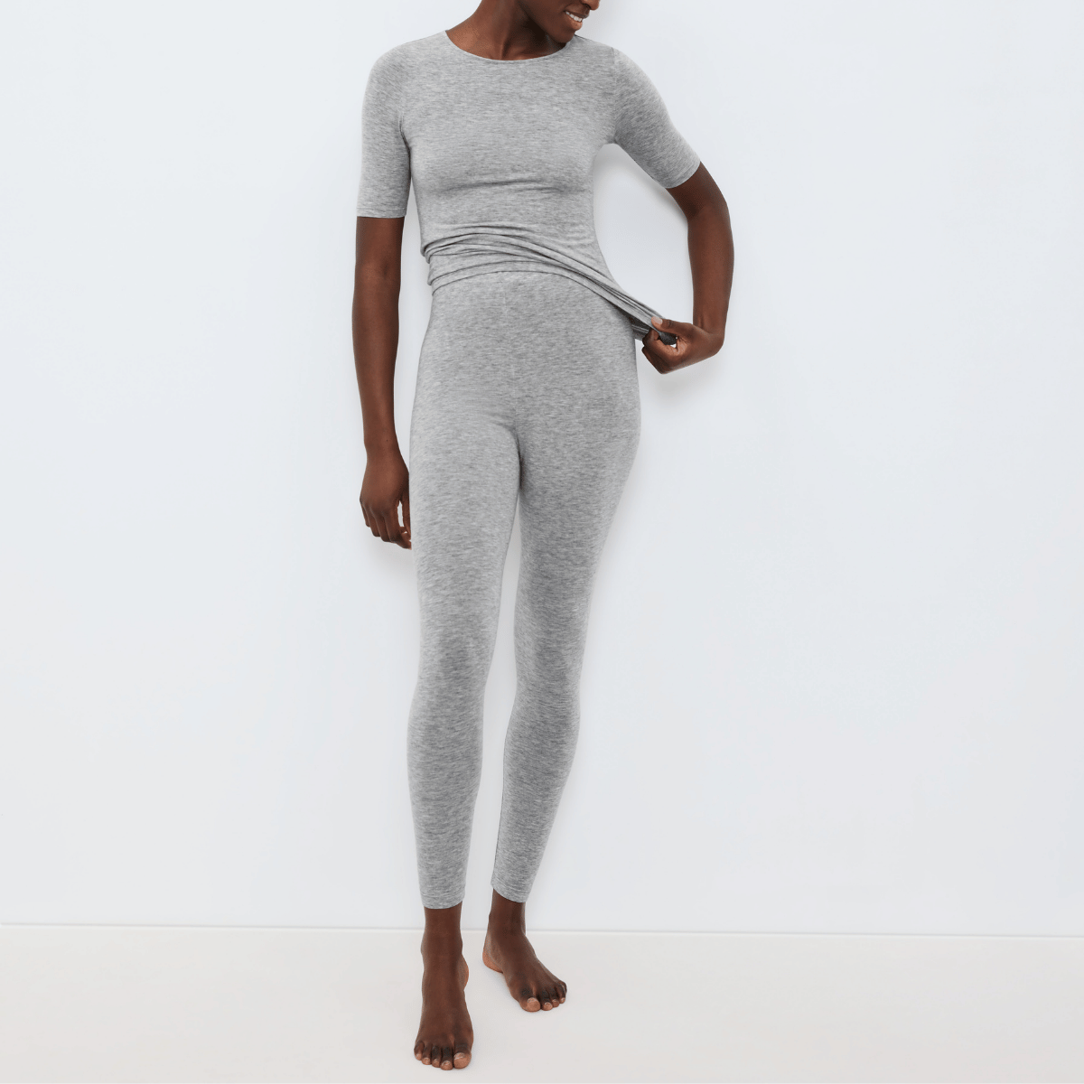 Triumph Beauty Layers uldleggings, grå - 10225658 - M033 - Medium Grey Melange