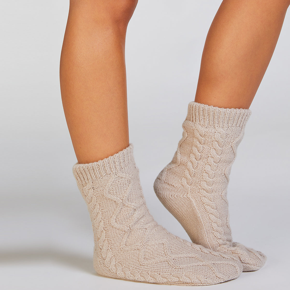Hunkemöller Cable Sock - Oatmeal - 300734-Oatmeal