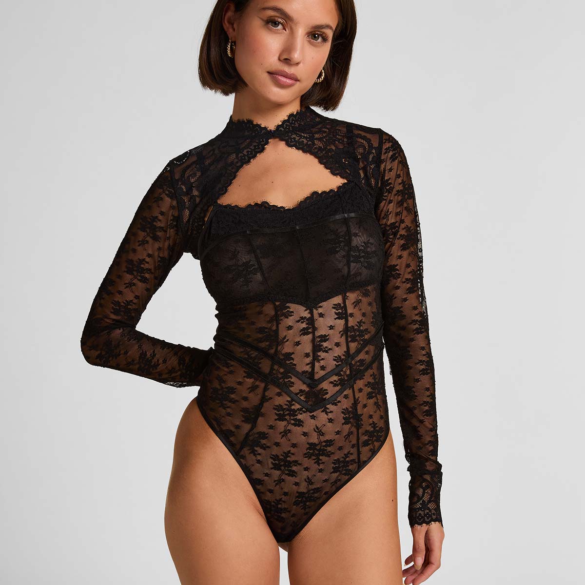 Hunkemöller Faith bodystocking, sort - 304149 - BLACK - Black