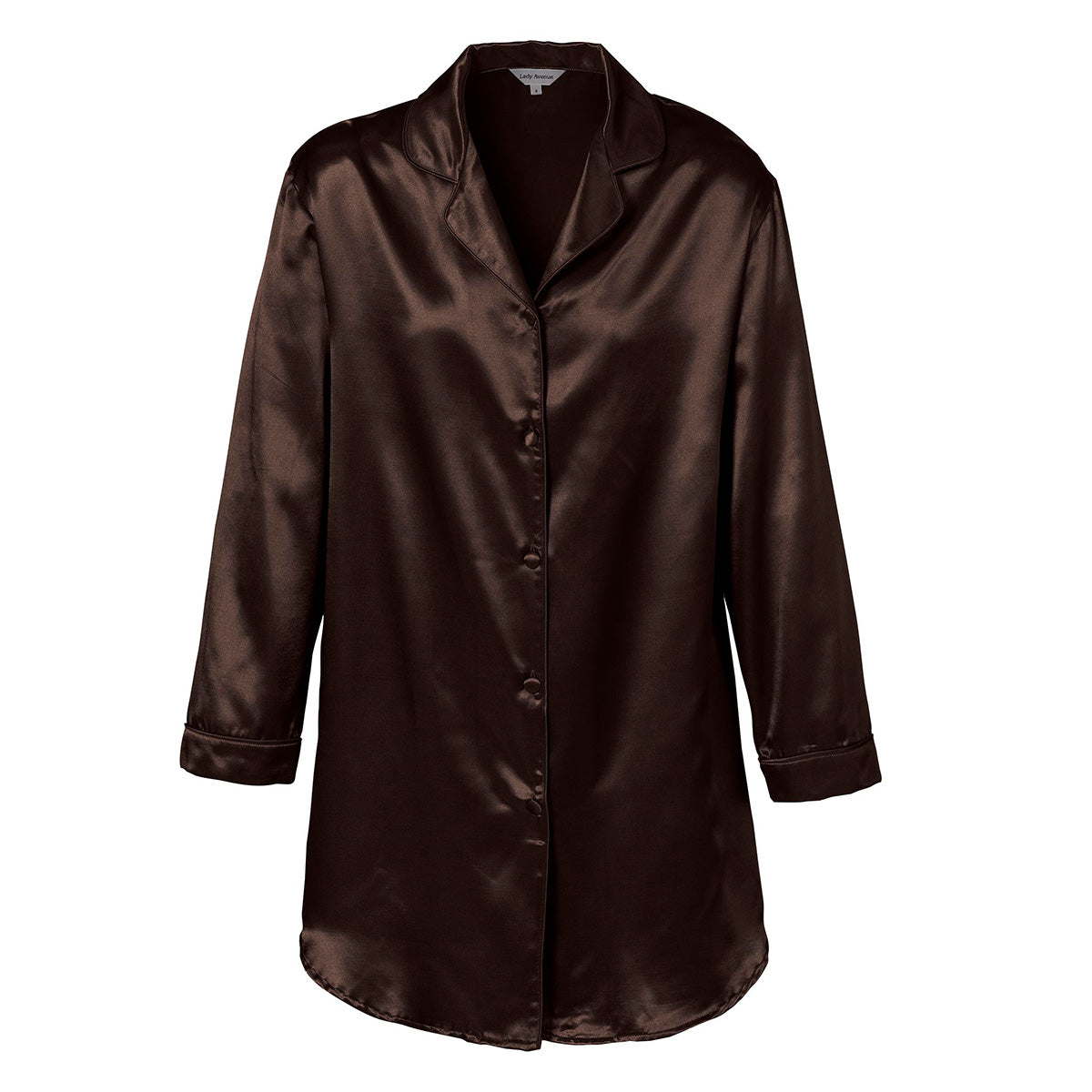 Lady Avenue Satin natskjorte, brun - 66753 - 2900 - Dark Coffee