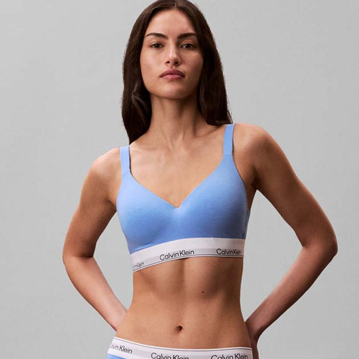 Calvin Klein Icon bralette BH, lyseblå - LV00QF8500 - C32 - Blue Descent