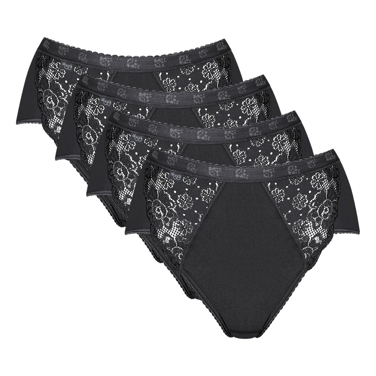 Sloggi Chic 4-pak midi trusse, sort - 10071633 - 0004 - Black