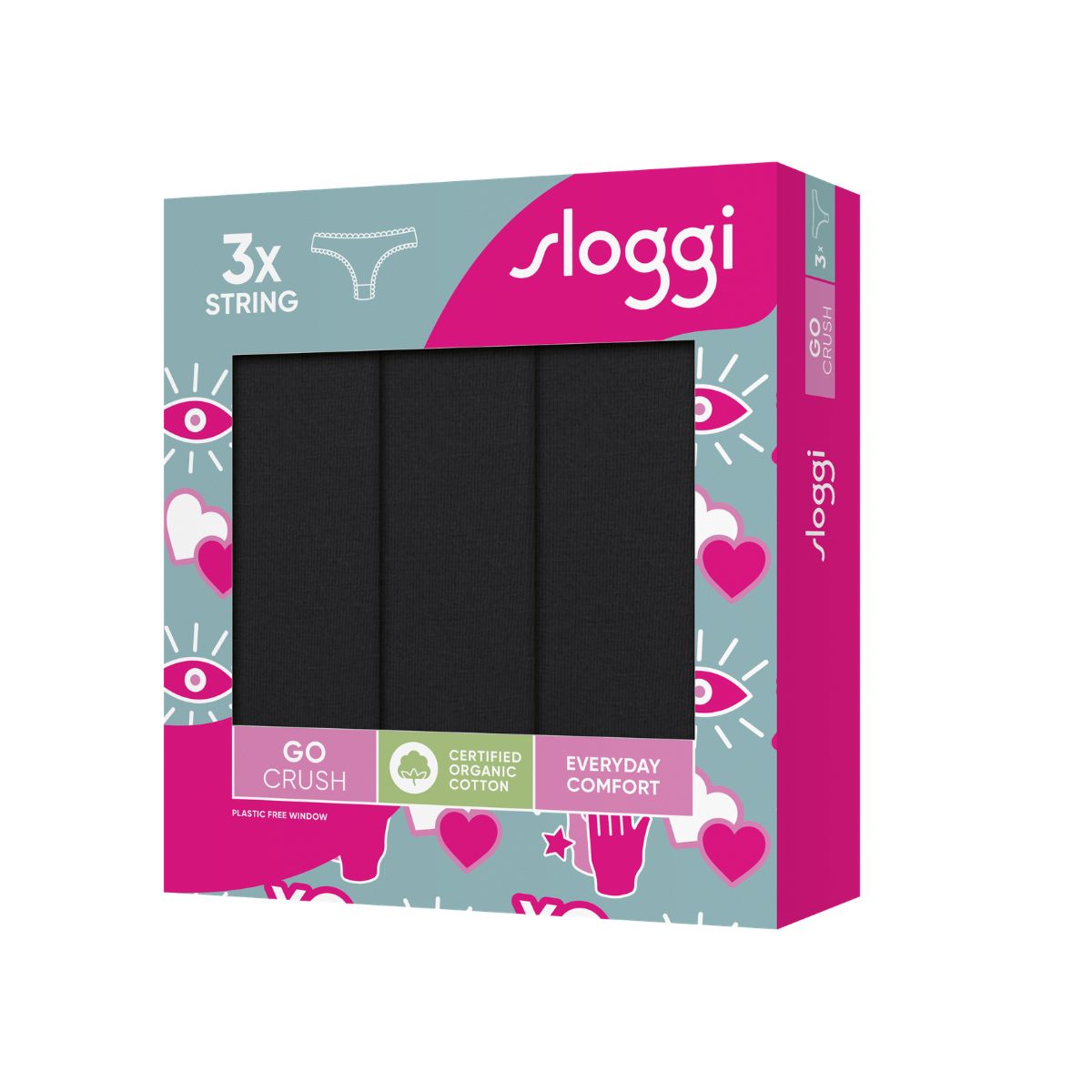Sloggi Go Crush 3-pak g-streng, sort - 10219704 - 0004 - Black