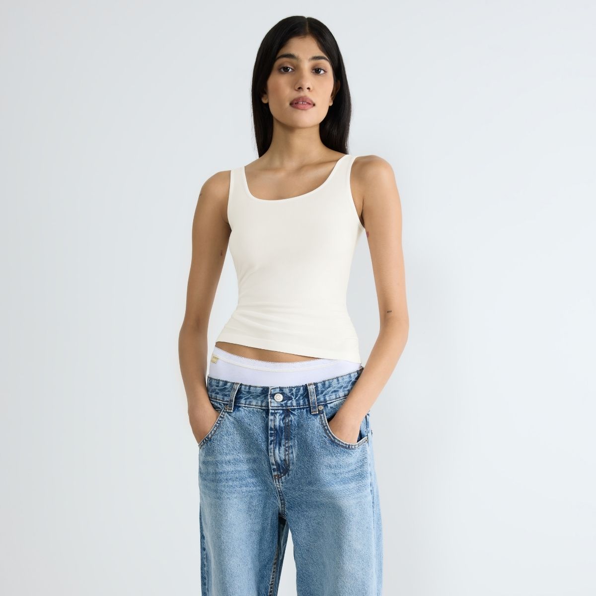 Sloggi Go Sense top, hvid - 10224660 - 00GZ - Silk White