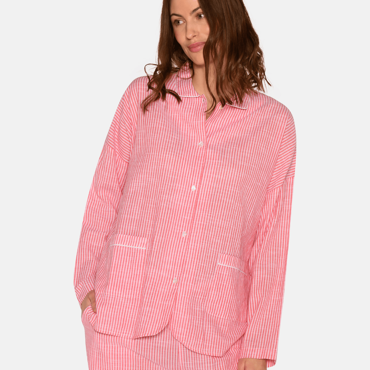 CCDK Amanda natskjorte, rød - 60990 - 3030 - Bittersweet Stripe