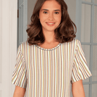 Lady Avenue Bamboo natkjole, multi - 62-702 - 648 - Mocca/Kiwi Stripe