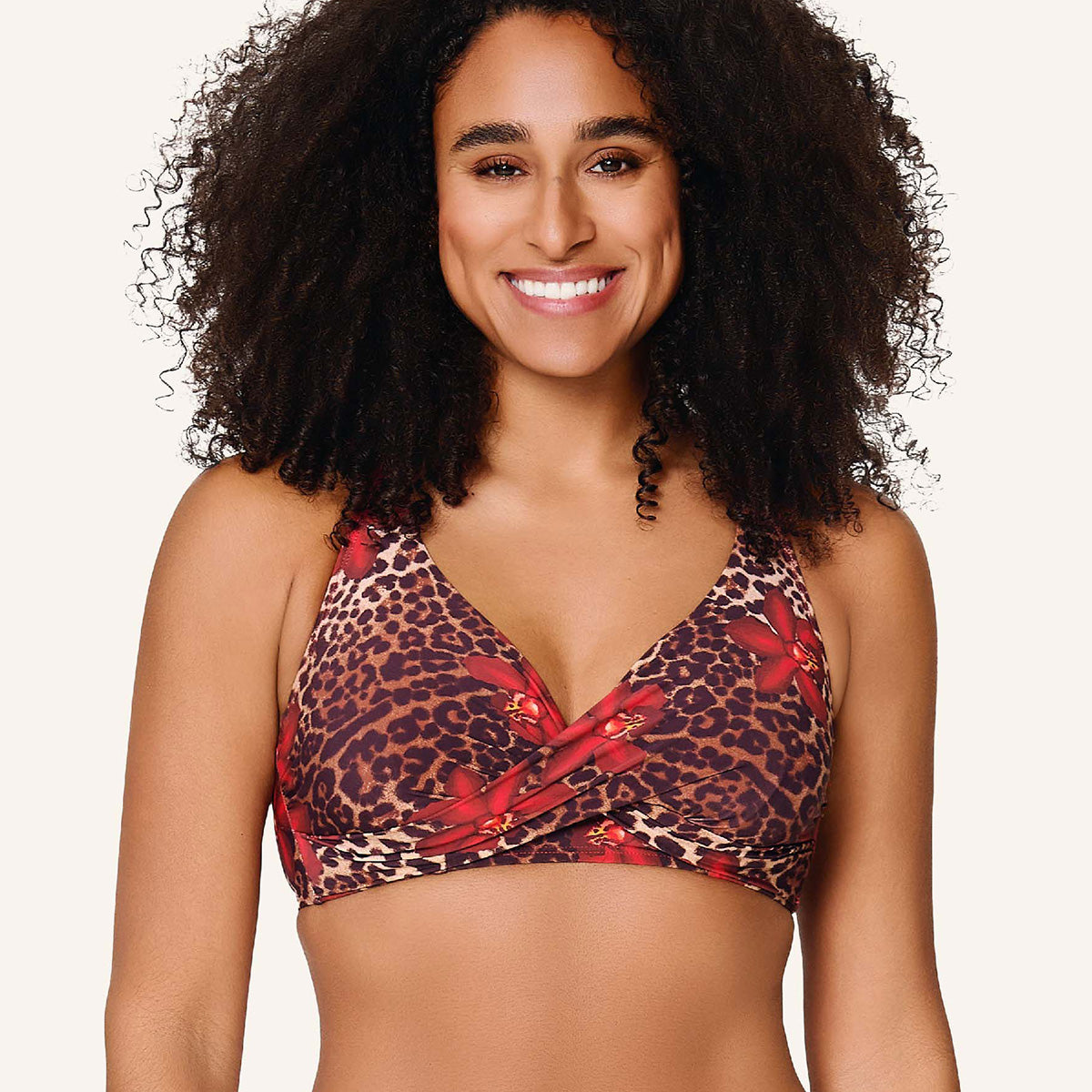 LingaDore Leopard Flower Shine bikini top med bøjle, leopard - 8201A-1 - 340 - Leopard Flower