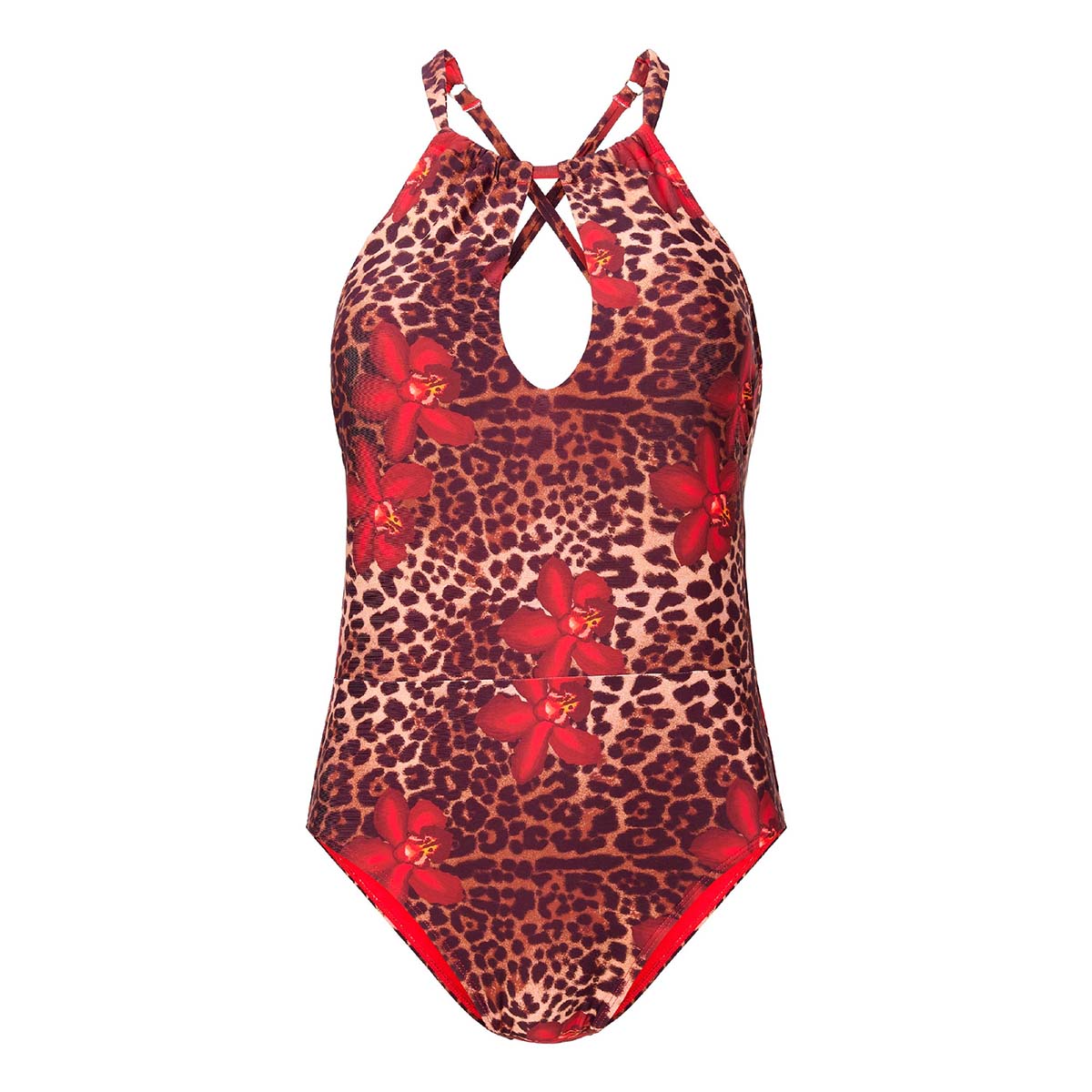 LingaDore Leopard Flower Shine badedragt uden bøjle, leopard - 8201SS - 340 - Leopard Flower