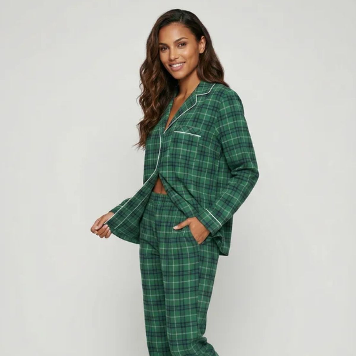 Lascana X-Mas Gift pyjamas, grøn - BA-94-54 - green check - Green Check