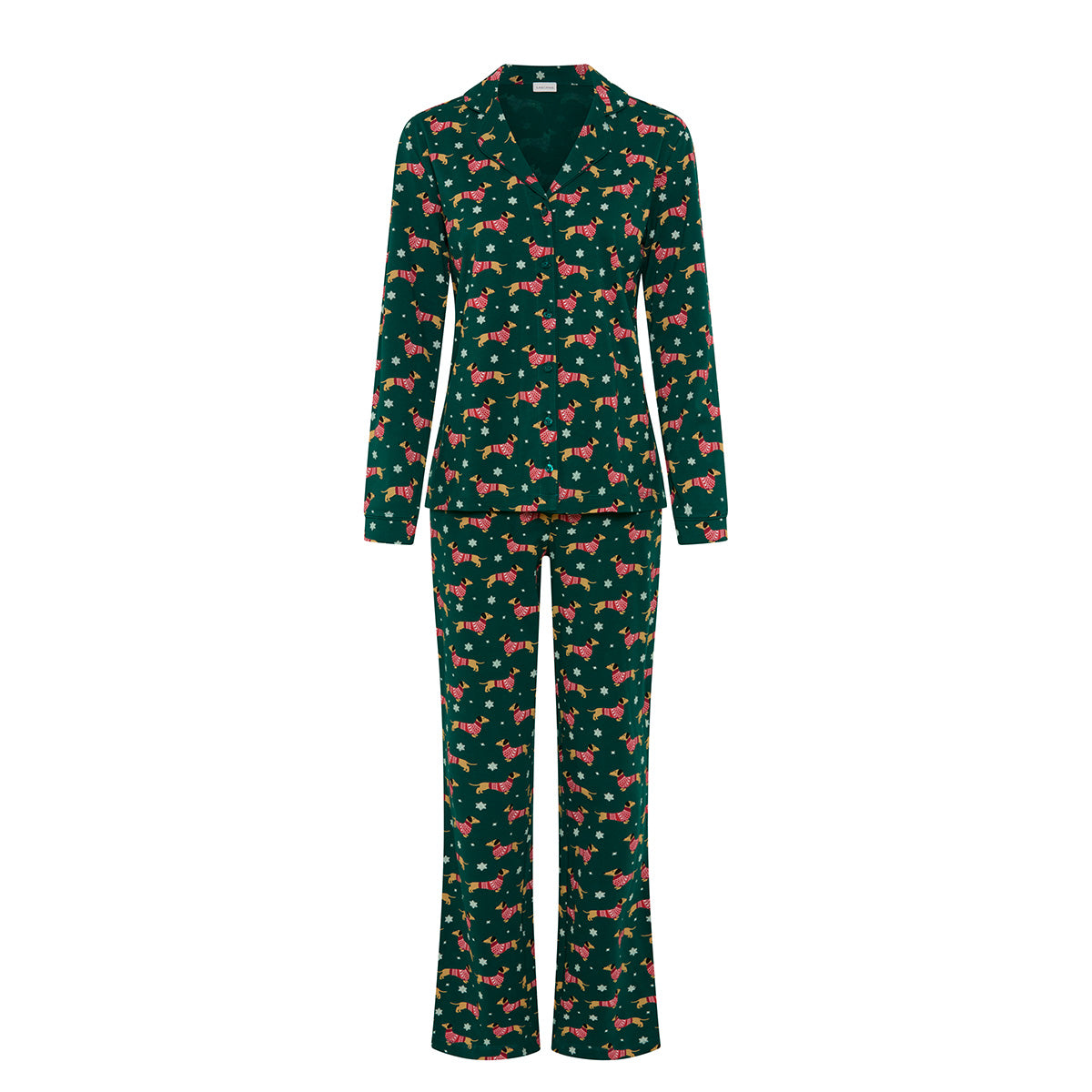 Lascana X-Mas pyjamas, grøn - GD-82-50 - green aop - Green AOP